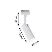 White metal LED spotlight 90 mm high and 43 mm diameter for modern indoor lighting