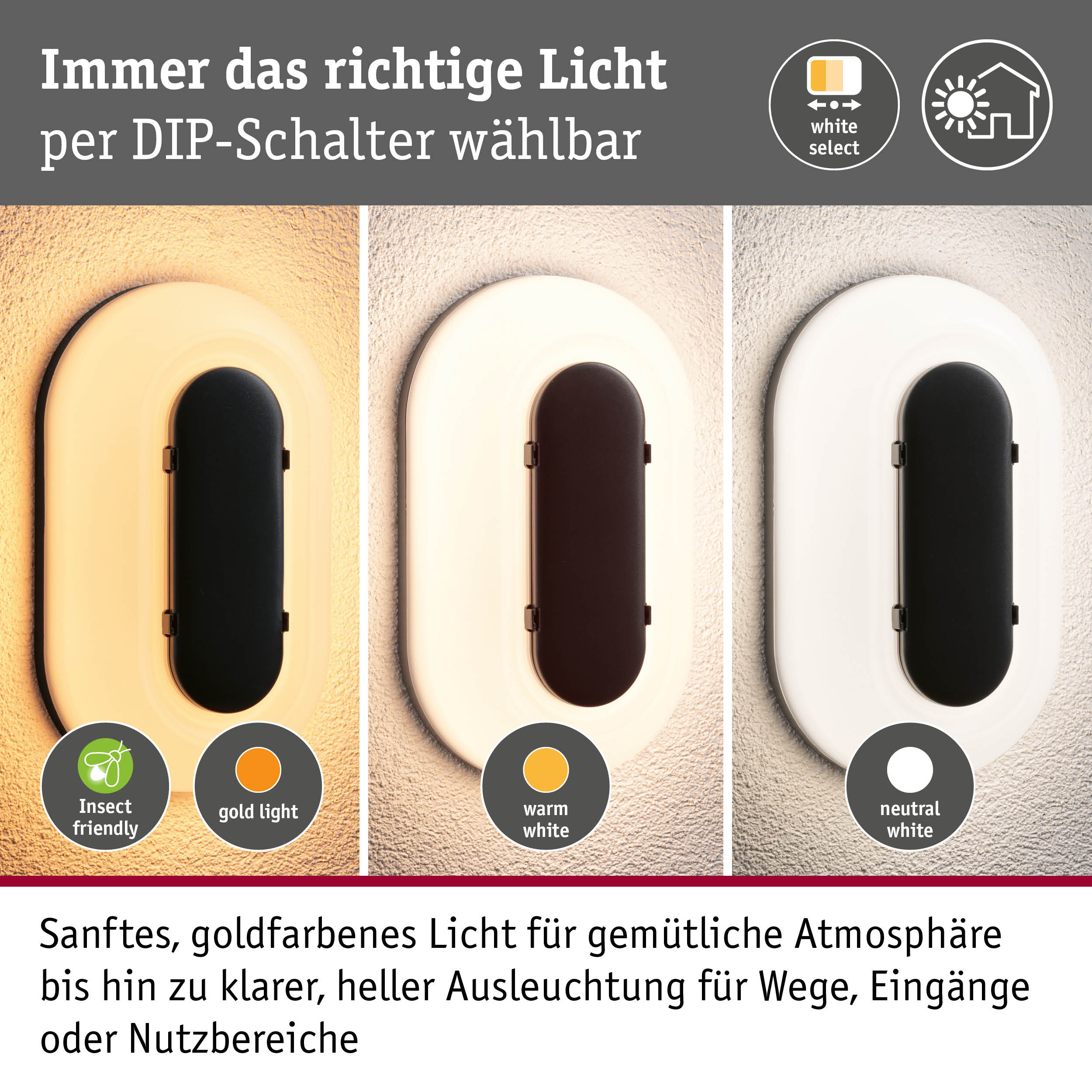 LED Außenwandleuchte Elunor IP65 länglich 122x212mm 2200 - 4000K 18,5W 1460lm 230V Anthrazit/Weiß Polycarbonat
