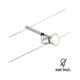 Spot LED câble en métal argenté avec lumière blanc chaud, ampoule non incluse, solution d'éclairage moderne