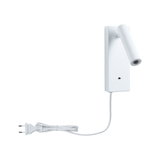 Modern white metal LED wall light with switch and cable for indoor lighting