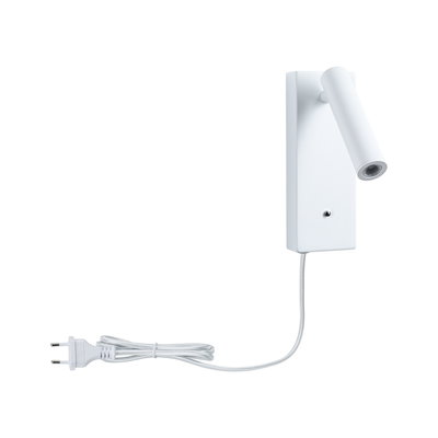 Modern white metal LED wall light with switch and cable for indoor lighting