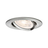 Runder Einbaustrahler aus gebürstetem Edelstahl mit warmweißem LED-Licht für moderne Innenbeleuchtung