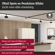 Moderne zwarte URail Spots en Pendulum Hildor LED-plafondlampen met neutraal wit licht in keuken