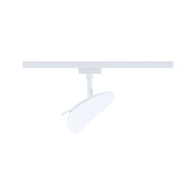 Moderner weißer LED-Strahler mit abgerundetem Design für Schienensystembeleuchtung im Innenbereich