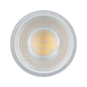 Runde LED-Einbauleuchte mit silbernem Aluminiumgehäuse und warmweißem Licht für Wohnräume