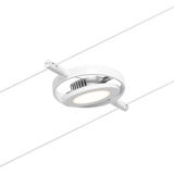 White metal LED cable spotlight with round light head for modern lighting systems