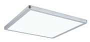 Quadratische LED-Deckenleuchte mit silbernem Aluminiumrahmen und weißem Diffusor für modernes Raumlicht