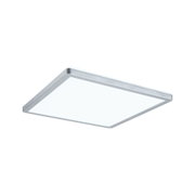 Square LED ceiling light with silver aluminium frame and white diffuser for modern room lighting