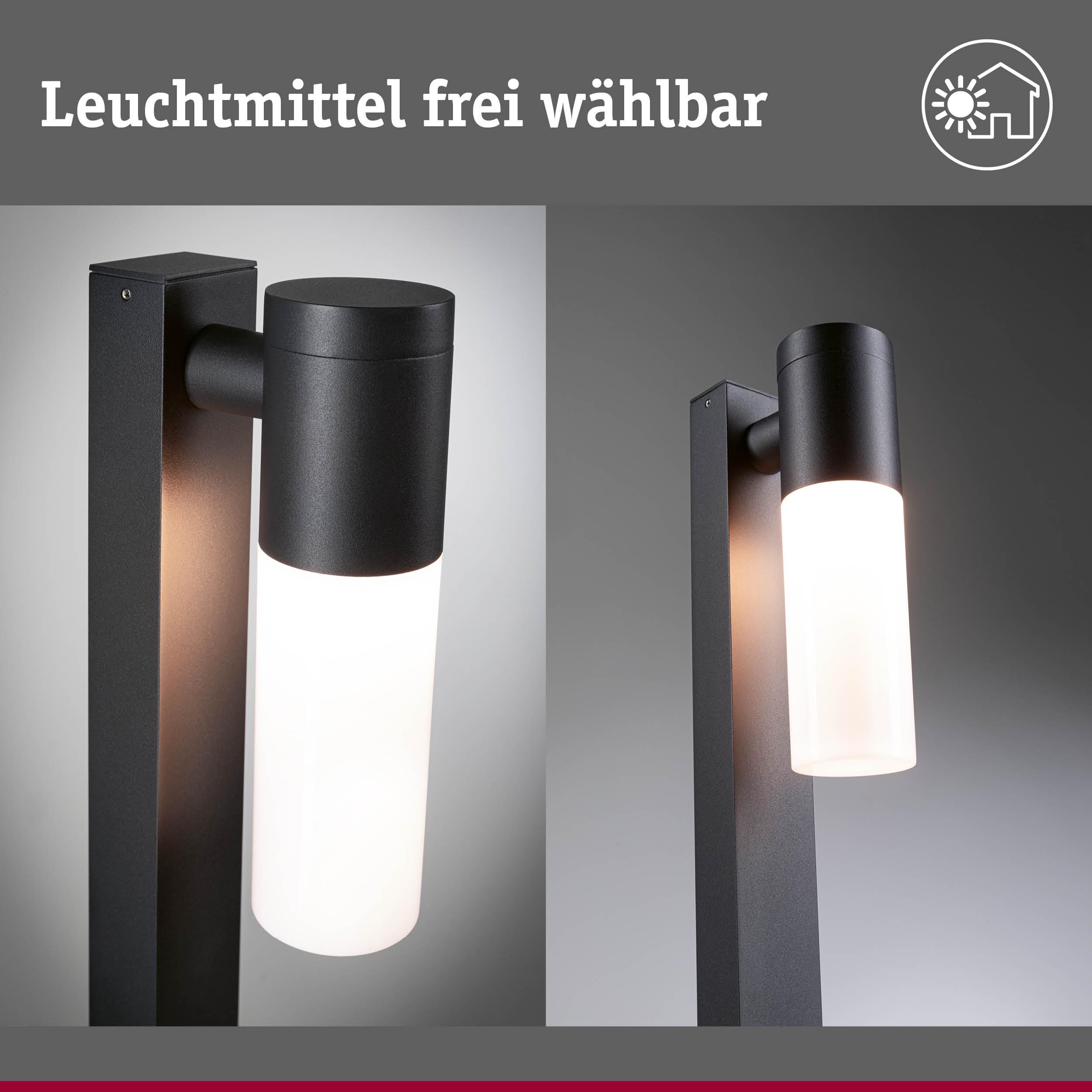 Moderne schwarze Außenwandleuchte mit zylindrischem weißem Glas, Leuchtmittel frei wählbar