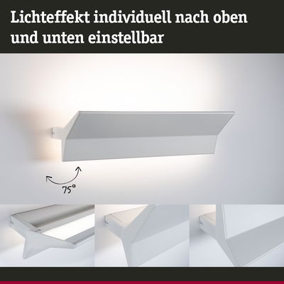 Weißer LED-Wandleuchter aus Metall mit einstellbarem Lichtwinkel bis 75 Grad für moderne Innenbeleuchtung
