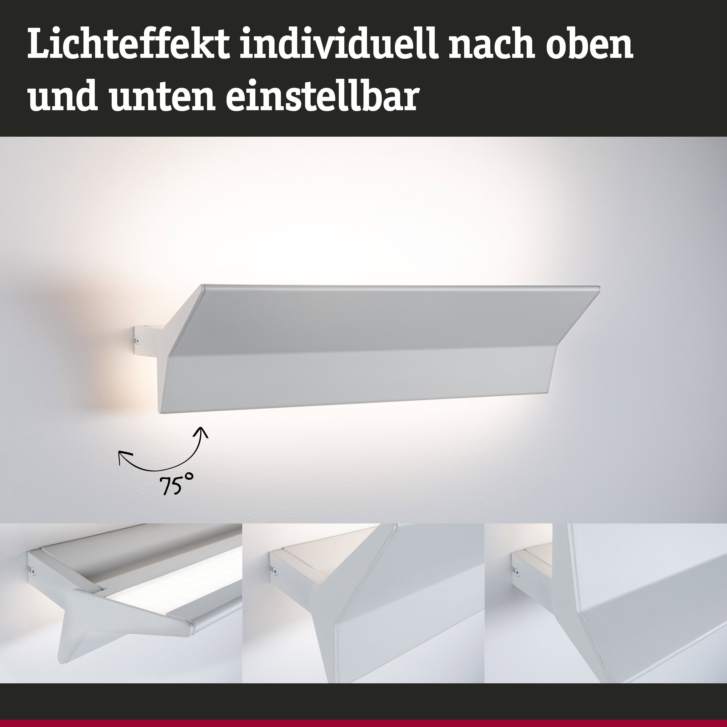 Weißer verstellbarer Wandstrahler aus Metall mit individuell einstellbarem Lichteffekt nach oben und unten