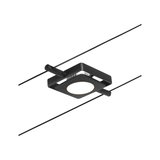 Black LED cable spotlight with square design and warm white light for modern lighting solutions.