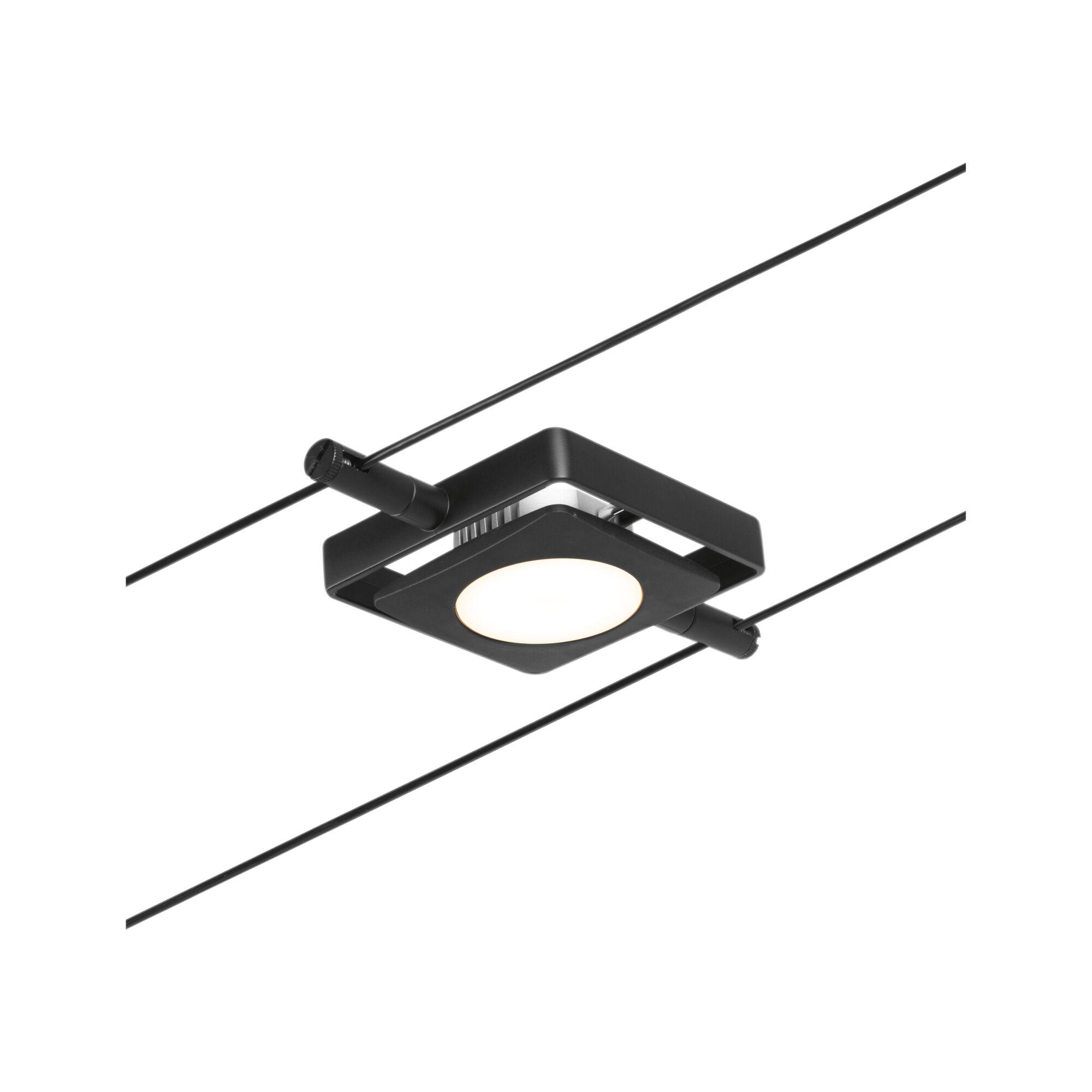 Black metal LED ceiling light with square design and warm white light for modern interiors