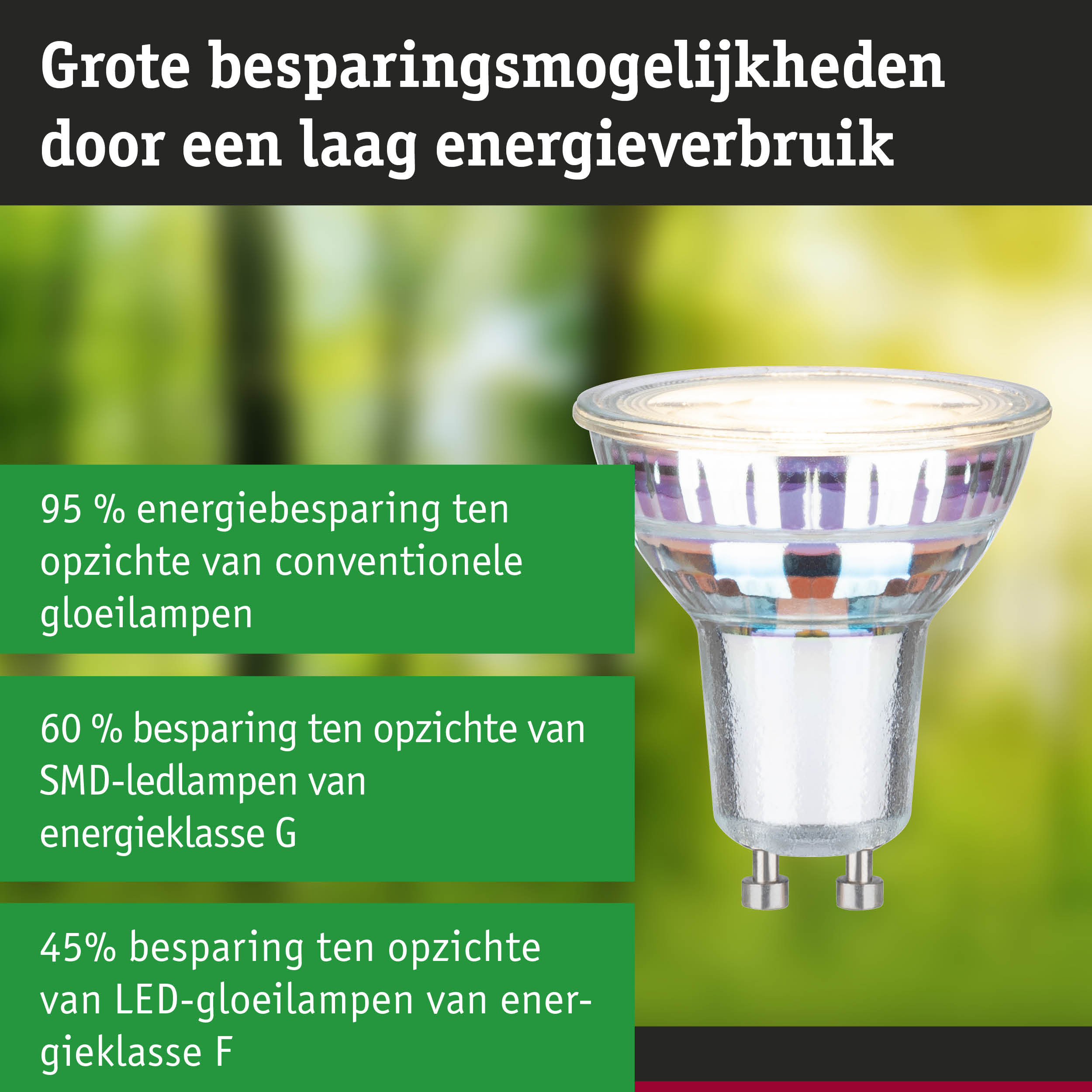 Energiezuinige GU10 LED-lamp met helder glas en hoge efficiëntie voor duurzame verlichting