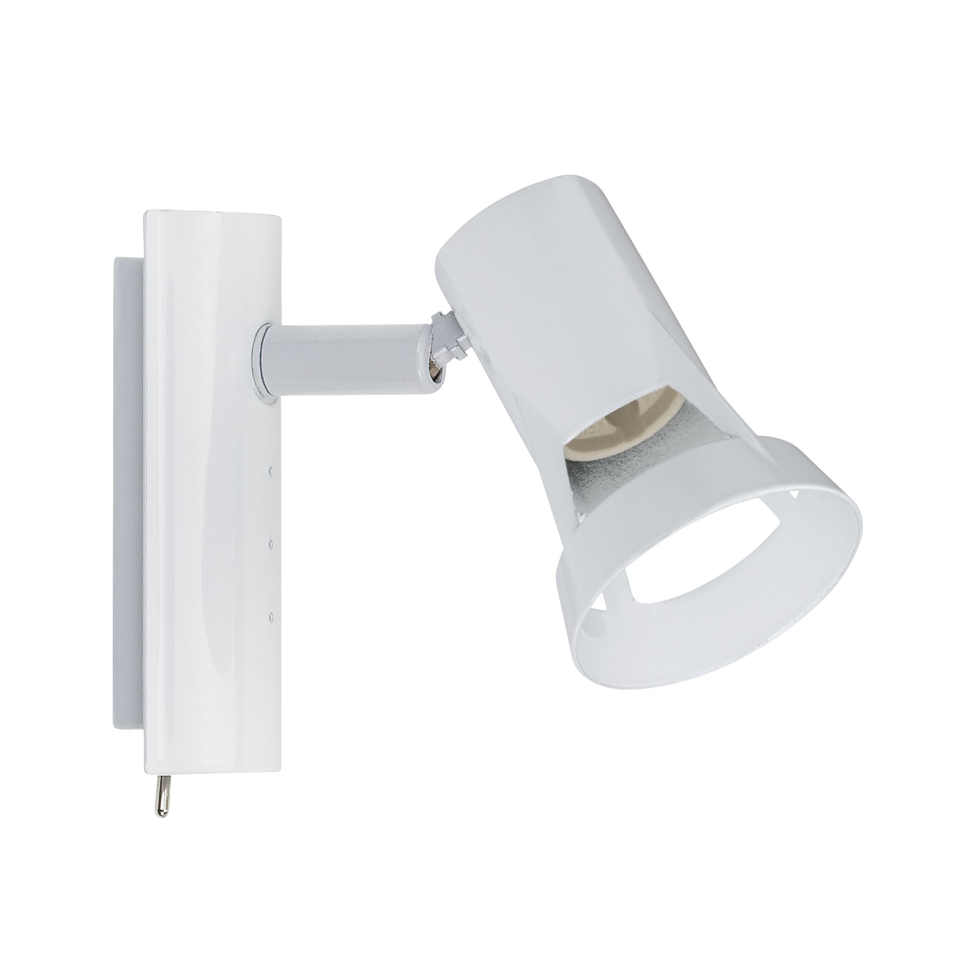 White metal wall spotlight with adjustable shade for focused indoor lighting and modern design