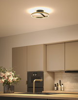 Modern gold metal ceiling light with warm white LED for stylish kitchen illumination