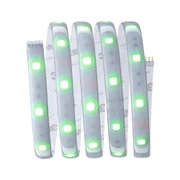 Flexibler LED-Lichtstreifen mit grün-weißen Leuchtdioden für dekorative Beleuchtung und Lichtdesign.
