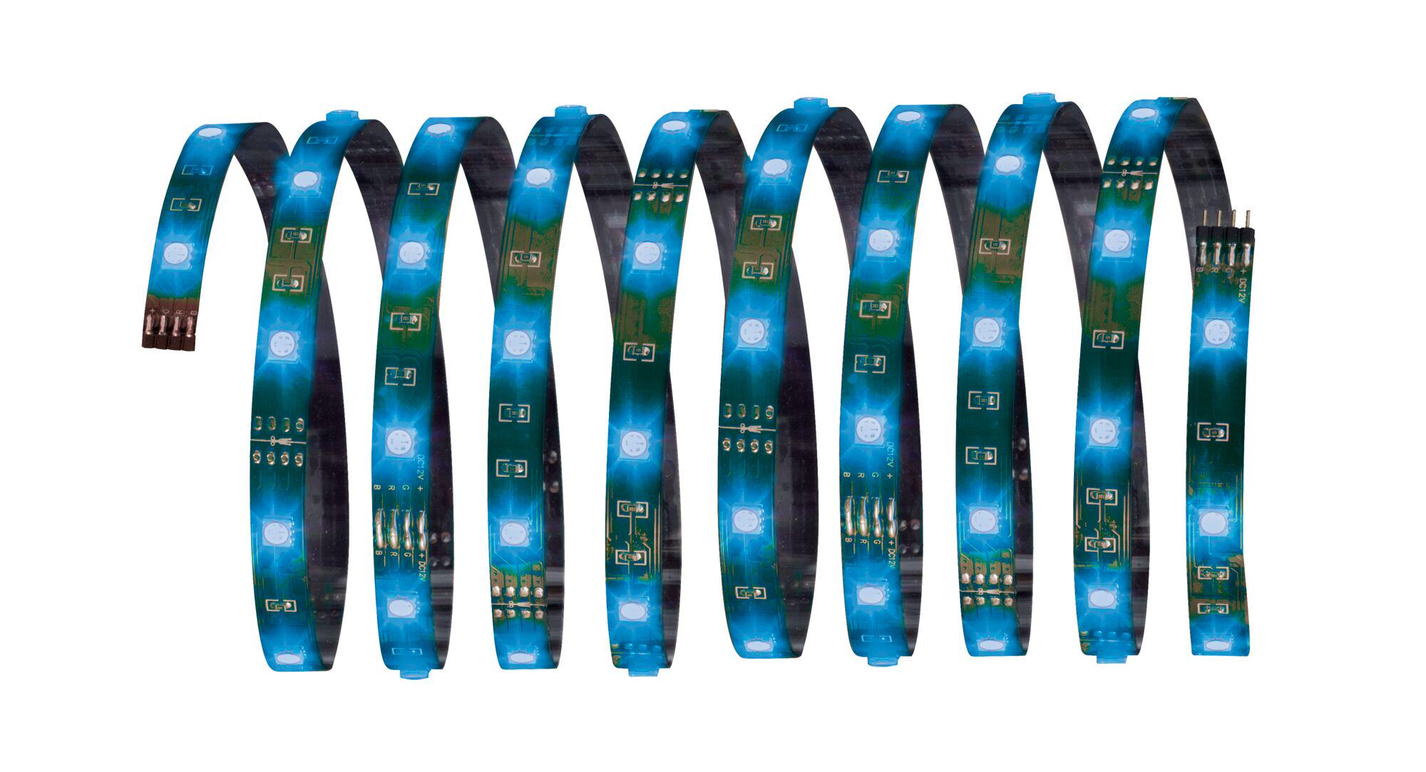 Flexible LED strip with blue lights on green circuit board for decorative lighting use