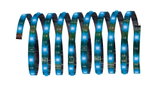 Flexible LED strip with blue lights on green circuit board for decorative lighting use