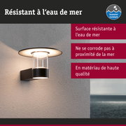 Applique murale extérieure noire avec verre, résistante à l'eau de mer pour usage côtier