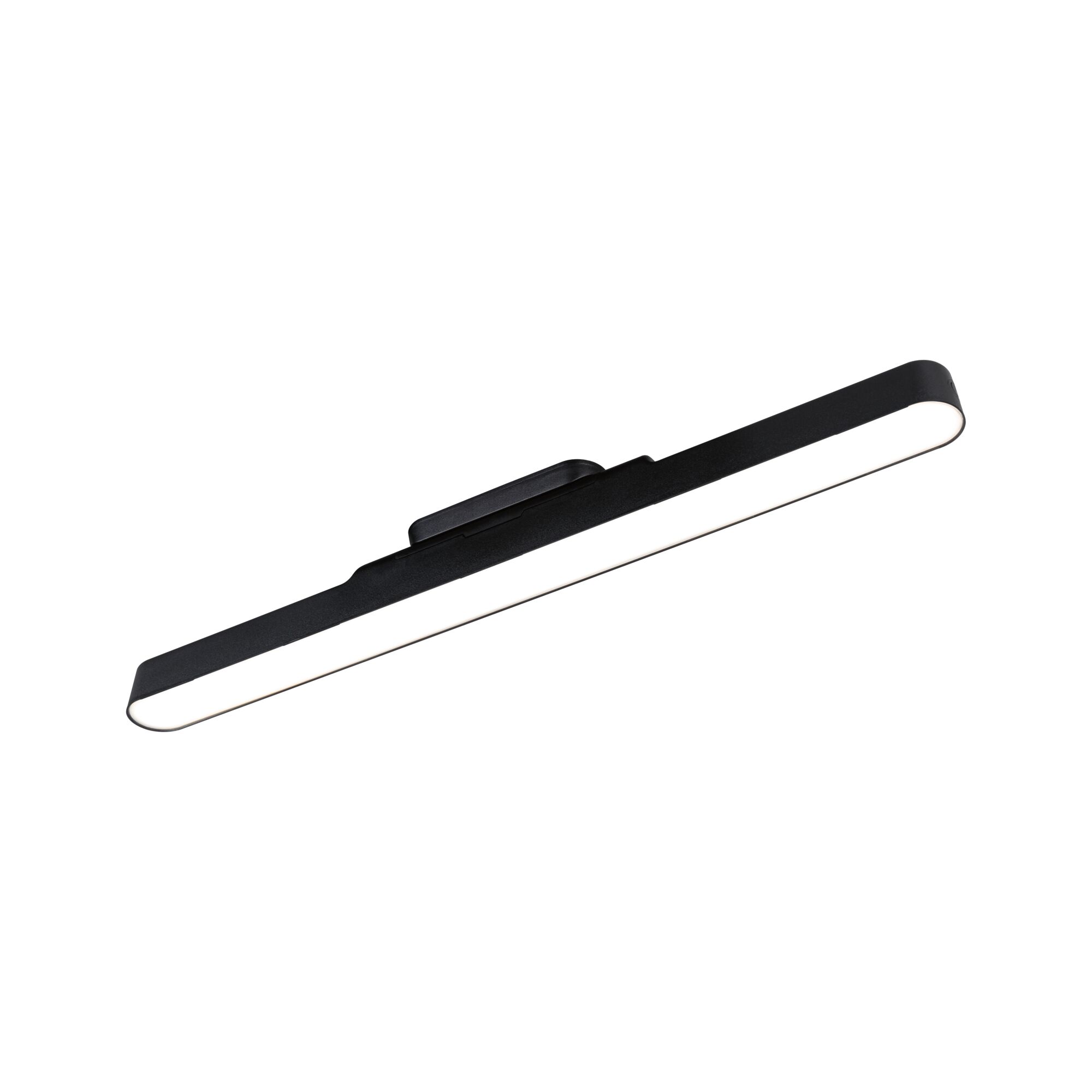 Black metal LED wall light with slim elongated design and white illumination for modern interior lighting