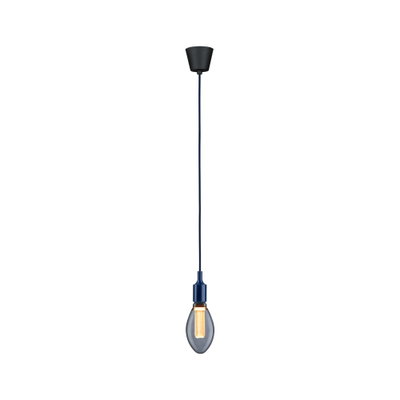 Suspension avec câble bleu et ampoule en verre fumé pour éclairage intérieur moderne