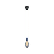 Hängelampe mit blauem Kabel und rauchgrauer Glühbirne aus Glas für moderne Wohnraumbeleuchtung