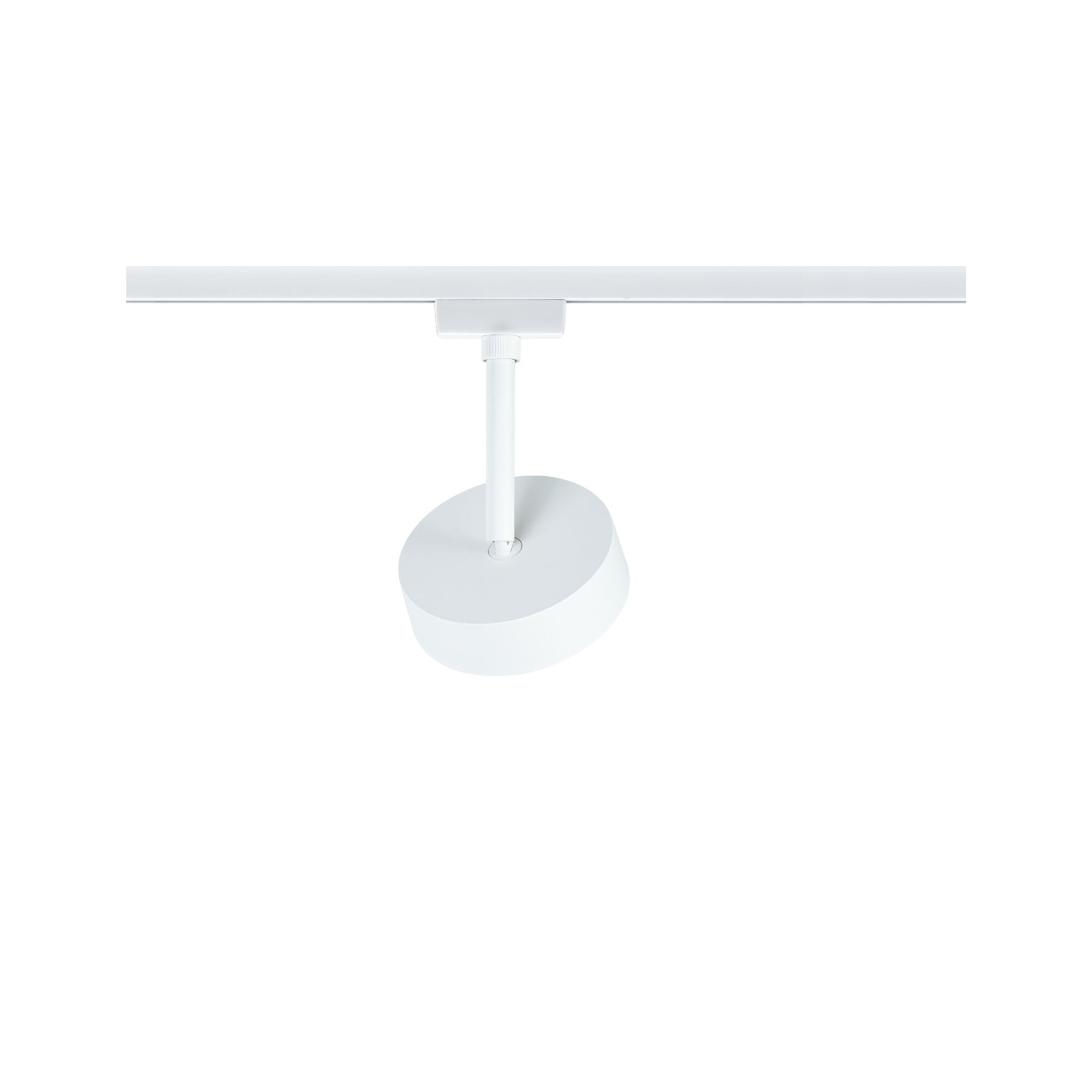 Modern white metal LED spotlight on track system for flexible room lighting solutions