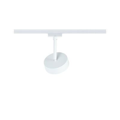 Modern white metal LED spotlight on track system for flexible room lighting solutions