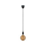 Black pendant lamp with brown bulb and visible LED filament for modern interior lighting