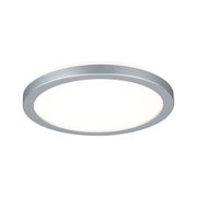 Rundes LED-Deckenlicht mit silbernem Aluminiumrahmen und weißem Diffusor für moderne Raumbeleuchtung