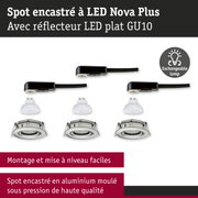 Spot encastré LED Nova Plus avec réflecteur LED plat GU10 et lampe interchangeable en aluminium