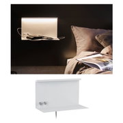 Weiße LED-Wandleuchte aus Metall mit Ablagefläche, modernes Design für Schlafzimmerbeleuchtung