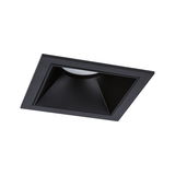 Black square recessed spotlight made of metal with matte finish for modern LED lighting