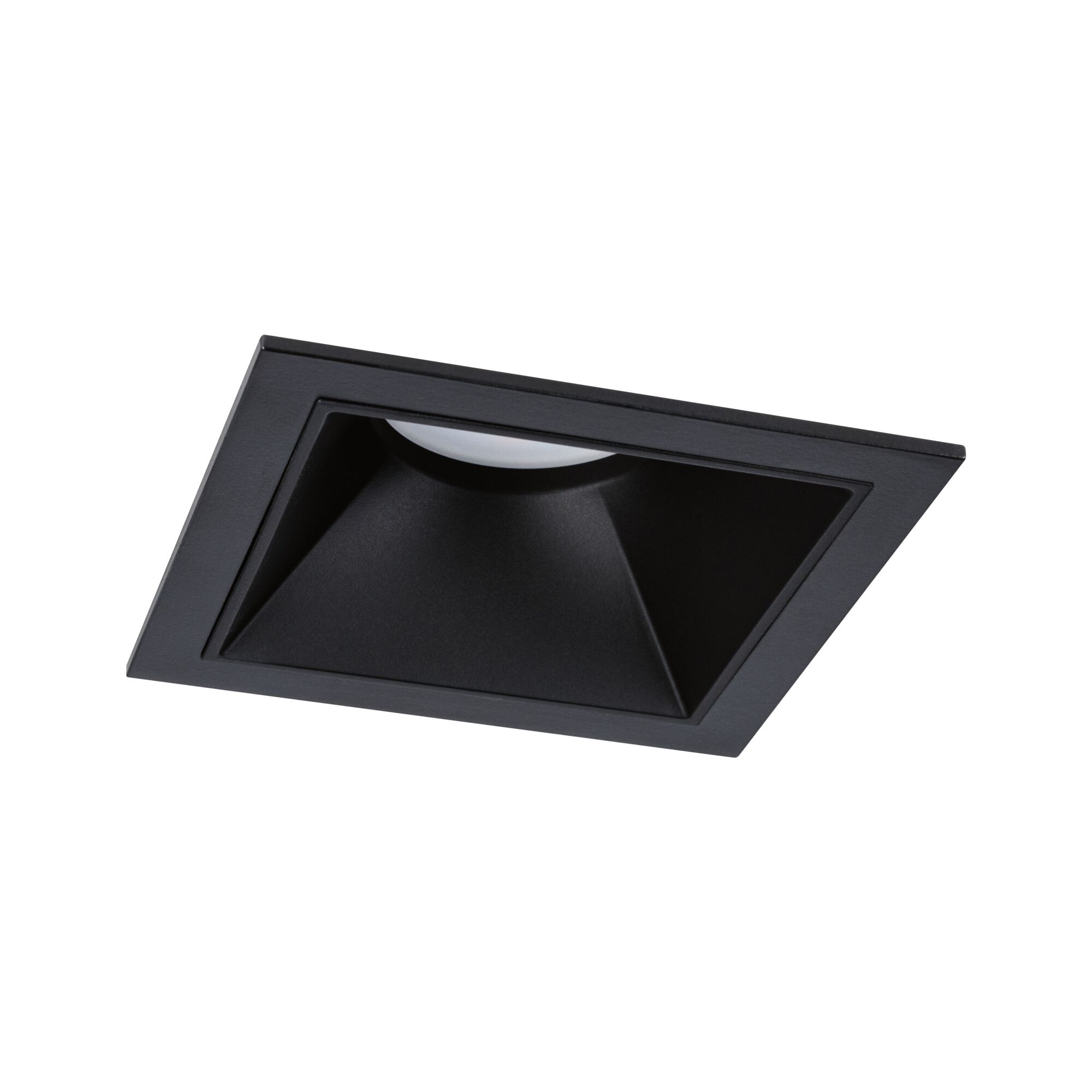 Schwarzer quadratischer Einbaustrahler aus Metall mit mattem Finish für moderne LED-Beleuchtung