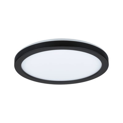 Round LED ceiling light with black aluminum frame and white diffuser for modern room lighting