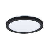 Round LED ceiling light with black aluminum frame and white diffuser for modern room lighting