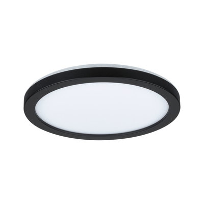 Plafonnier LED rond avec cadre en aluminium noir et diffuseur blanc pour éclairage moderne