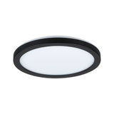 Rund LED-loftlampe med sort aluminiumsramme og hvid diffusor til moderne belysning