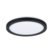 Round LED ceiling light with black metal frame and white diffuser for modern room lighting