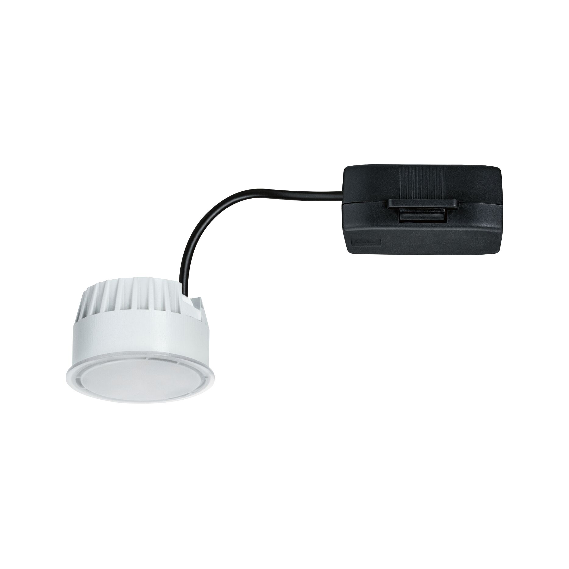 Spot encastré modulaire LED Nova Coin rond 51mm Coin 6W 470lm 230V 2700K Satiné Spot encastré LED blanc avec câble noir et driver pour éclairage économique et moderne
