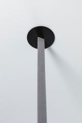 Black ceiling mount with grey textile cable for modern LED pendant light, minimalist design