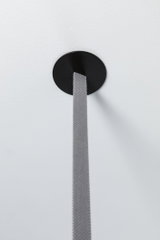 Black ceiling mount with grey textile cable for modern LED pendant light, minimalist design