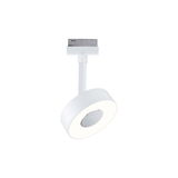 Modern white metal LED spotlight with round head for track lighting systems