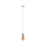Suspension avec douille en béton gris et ampoule LED chaude pour espaces modernes.