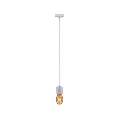 Suspension avec douille en béton gris et ampoule LED chaude pour espaces modernes.