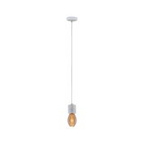 Suspension avec douille en béton gris et ampoule LED chaude pour espaces modernes.