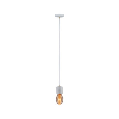 Suspension avec douille en béton gris et ampoule LED chaude pour espaces modernes.