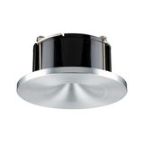 Ronde inbouwspot van geborsteld zilverkleurig aluminium met zwarte behuizing voor LED-verlichting