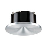 Ronde inbouwspot van geborsteld zilverkleurig aluminium met zwarte behuizing voor LED-verlichting